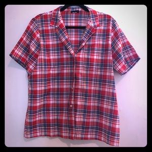Vintage plaid collared blouse